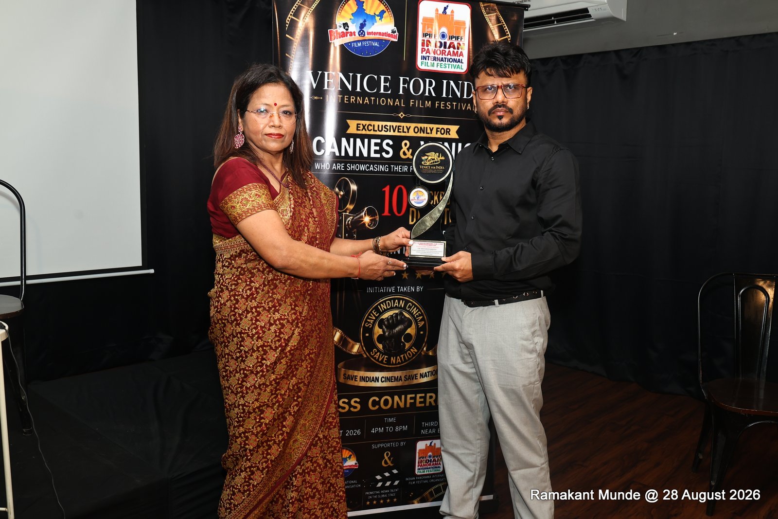 Krishna Sainanee honored at Venice for India International Film Festival